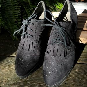 H&M Black Suede, Tasseled Platform Shoes